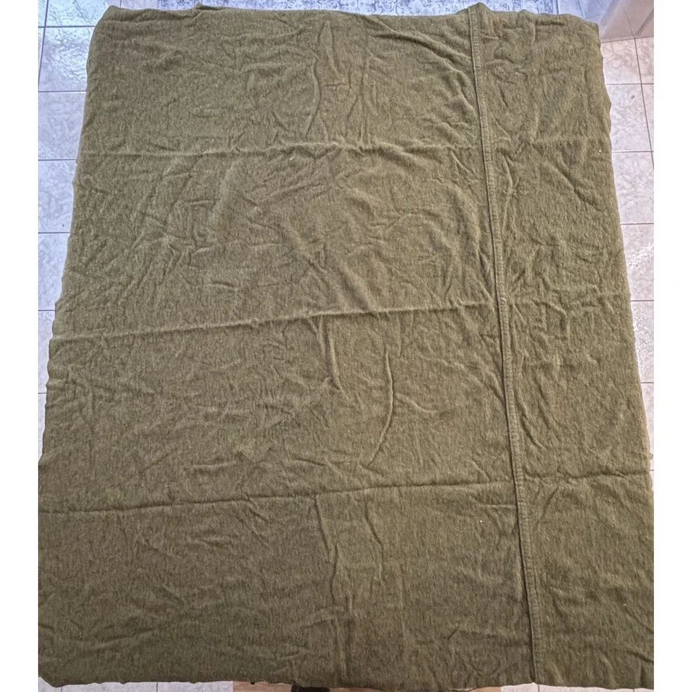 US Army Wool Blanket Military Vintage 60x72 Olive Drab Heavy Surplus Piecemeal